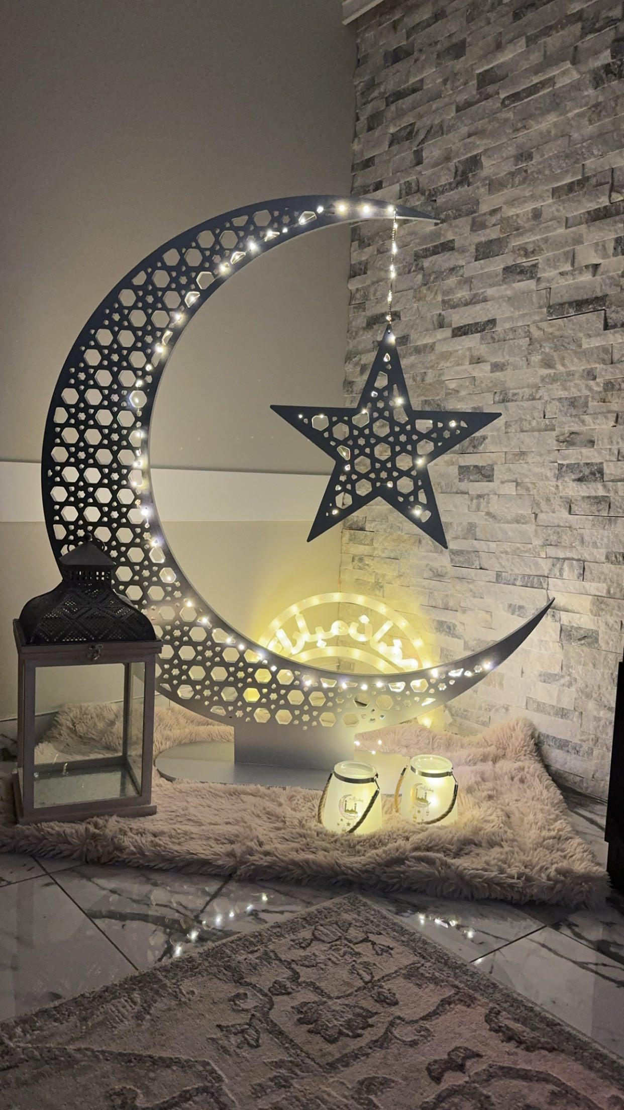 4ft Wooden Crescent Moon Statue