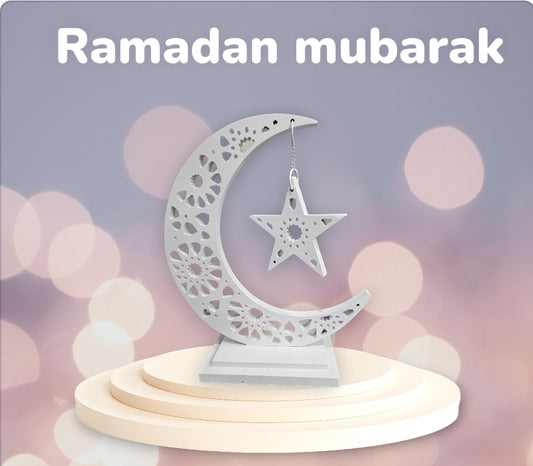 14 inches tall Woodcut Crescent moon in white.